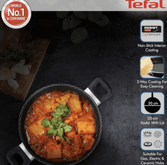 Tefal Simply Chef Aluminium Non-Stick Kadhai with Lid (24cm, Rio Red)-2