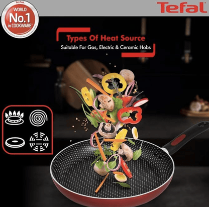 Tefal Simply Chef Non-Stick Aluminium Fry Pan, 24cm (Rio Red)