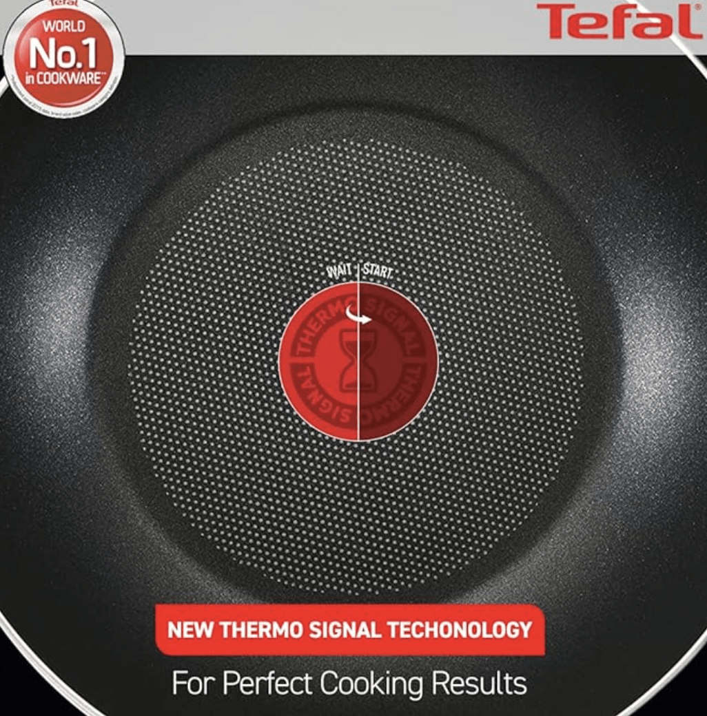 Tefal Cook & Savour Non-Stick Fry Pan with Glass Lid, Smart Thermo Signal Temperature Indicator Technology - (Black) (28 Cm)
