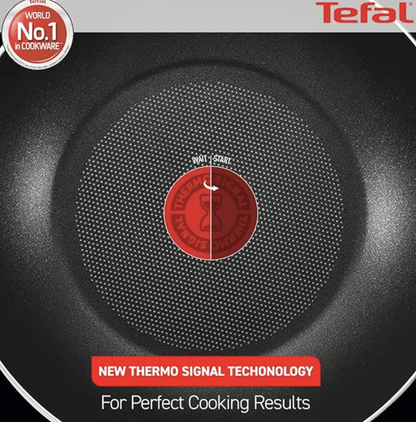 Tefal Cook & Savour Non-Stick Fry Pan with Glass Lid, Smart Thermo Signal Temperature Indicator Technology - (Black) (28 Cm)