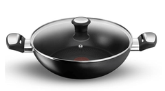 Tefal Cook & Savour Non-Stick Kadhai with Lid, Smart Thermo Signal Temperature Indicator Technology - (Black) (28 Cm)-1