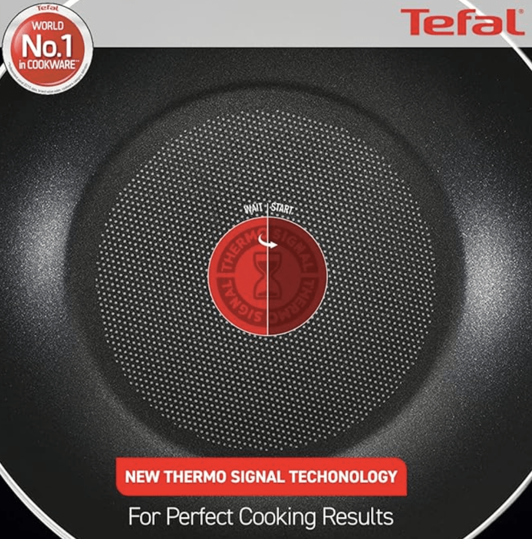 Tefal Cook & Savour Non-Stick Kadhai with Lid, Smart Thermo Signal Temperature Indicator Technology - (Black) (28 Cm)-3