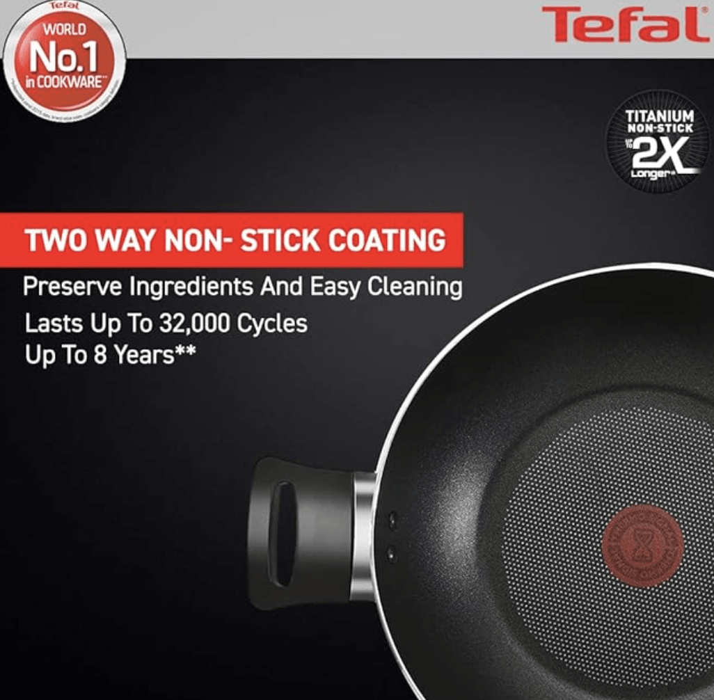 Tefal Delicia Kadhai 24 cm diameter with Lid 2.7 L capacity  (Aluminium, Non-stick)