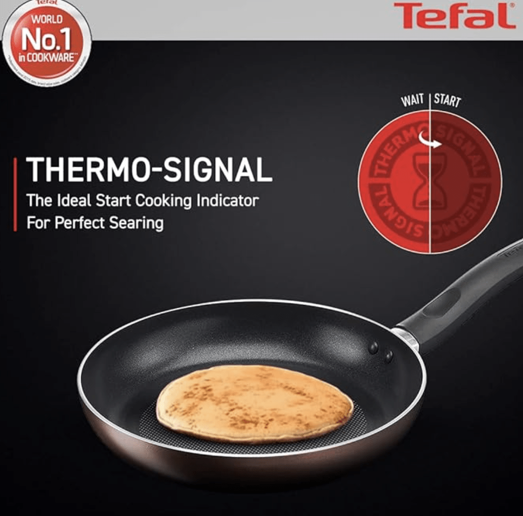Tefal Day by Day Non Stick Frypan, Smart Thermo Signal Temperature Indicator Technology, Titanium Coating, Black, DDFP-24cm
