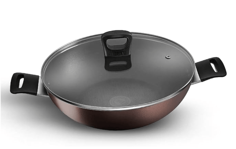 Tefal Day by Day Non Stick Kadai, Smart Thermo Signal Temperature Indicator Technology, Titanium Coating, Black, DDKA-28-1
