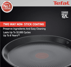 Tefal Cook & Savour Non-Stick Tawa, Smart Thermo Signal Temperature Indicator Technology - (Black) (28 Cm)-2