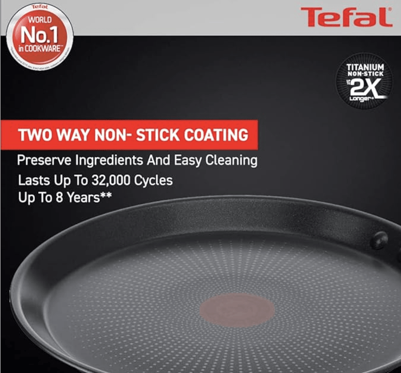 Tefal Cook & Savour Non-Stick Tawa, Smart Thermo Signal Temperature Indicator Technology - (Black) (28 Cm)-2