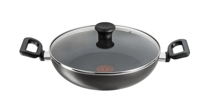 Tefal Delicia Powerglide Non-Stick 28 cm Kadhai with Lid (Black), (B1549884)