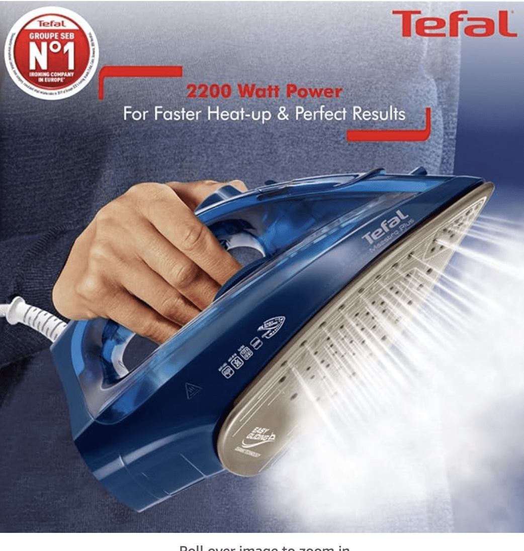 Tefal Maestro Plus 2200 Electric Iron WattII Extra-Large Ceramic SoleplateII Steam output of up to 35 g/min IIAnti-Drip Feature II Quick and Efficient Results 270 ml Tank 2 Year