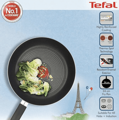 Tefal Paris Edition Non-Stick Aluminium Frying Pan, 1.6 Liters/24 cm, Beige
