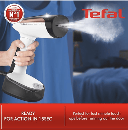 Tefal Access Electric Steam Iron Pocket 1300 watt, 120 ml water Tank II Foldable and Compact Travel Garment Steamer, Lightweight Design Easy to use, DT303001,19g/min