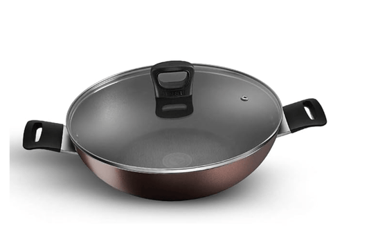 Tefal Day by Day Non Stick Kadai, Smart Thermo Signal Temperature Indicator Technology, Titanium Coating, Black, DDKA-26