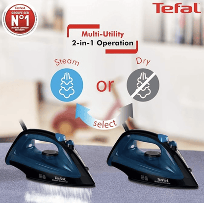Tefal Electric Steam Iron Essential 1200 Watt II Steam & Dry Position Iron II 2 Year Warranty II 150 ml Tank || linished Non Stick Soleplate up to 10 g/min of Steam