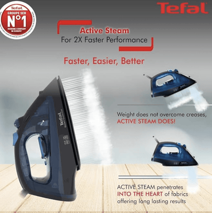 Tefal Electric Steam Iron Essential 1200 Watt II Steam & Dry Position Iron II 2 Year Warranty II 150 ml Tank || linished Non Stick Soleplate up to 10 g/min of Steam