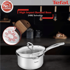 Tefal Duetto Plus Stainless Steel Sauce Pan 16 cm with Glass Lid, Silver-3