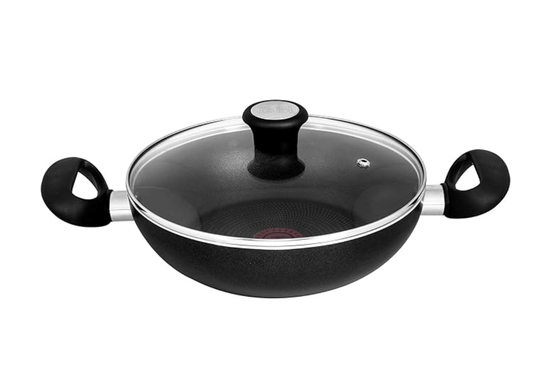 Tefal Ceremony Non-Stick Aluminium Kadhai with Lid, 24cm (Black)