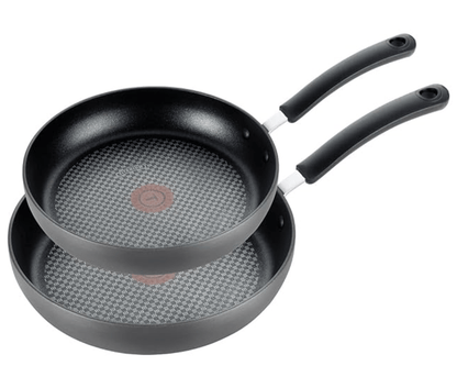 T-fal Ultimate Hard Anodized 2-Piece Scratch Resistant Titanium Nonstick Thermo-Spot PFOA Free 10/12-Inch Cookware Set, Gray, E765S274
