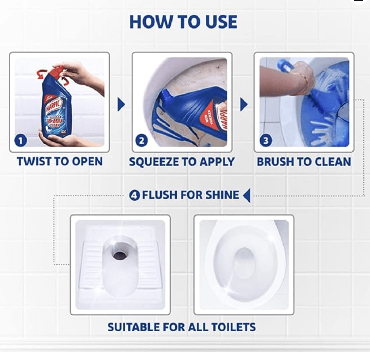 Harpic 1 Litre - Original, Disinfectant Toilet Cleaner Liquid | Suitable for Toilet Bowls-3