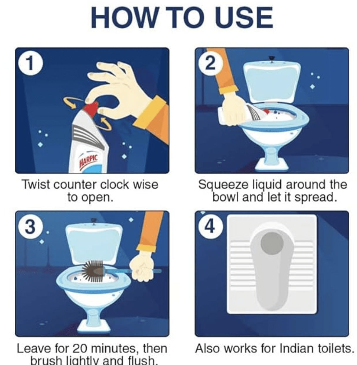 Harpic 500 ml, White and Shine Disinfectant Toilet Cleaner Bleach Liquid