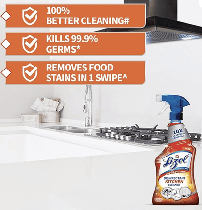 Lizol 450ml, Kitchen Cleaner Spray | Suitable for all Kitchen Surfaces, Gas Stove, Countertop, Tiles, Chimney and Sink | Kills 99.9% germs