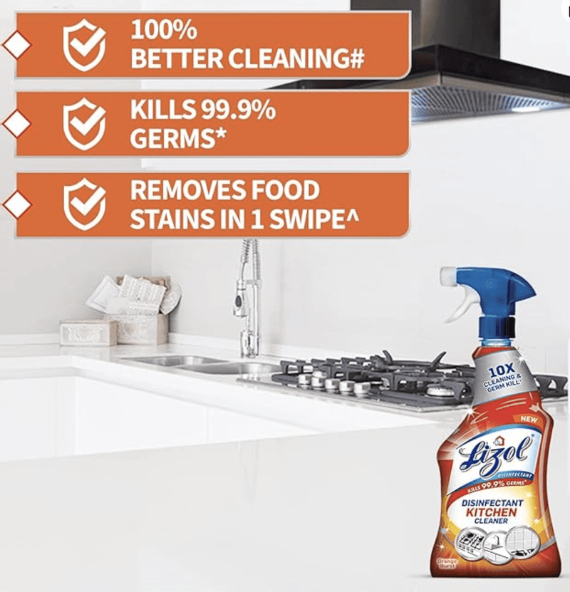 Lizol 450ml, Kitchen Cleaner Spray | Suitable for all Kitchen Surfaces, Gas Stove, Countertop, Tiles, Chimney and Sink | Kills 99.9% germs-2