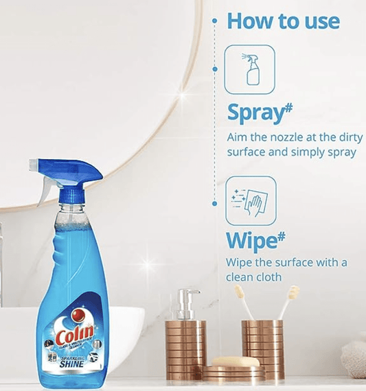 Colin 500 ml, Glass and Surface Cleaner Liquid Spray | India's #1 Glass Cleaner for Car, Kitchen and Home Surfaces | Multi Surface Cleaner