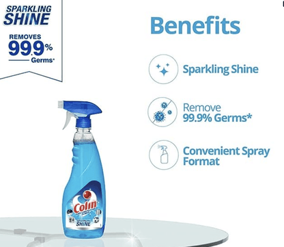 Colin 500 ml, Glass and Surface Cleaner Liquid Spray | India's #1 Glass Cleaner for Car, Kitchen and Home Surfaces | Multi Surface Cleaner