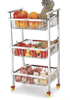 Priya 3 Layer Stainless Steel Royal Shaped Fruit and Vegetable Stand Storage Rack ( 12 inch x 10 inch x 3.25 inch)-1