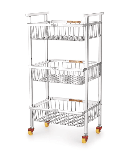 Priya 3 Layer Stainless Steel Royal Shaped Fruit and Vegetable Stand Storage Rack ( 12 inch x 10 inch x 3.25 inch)