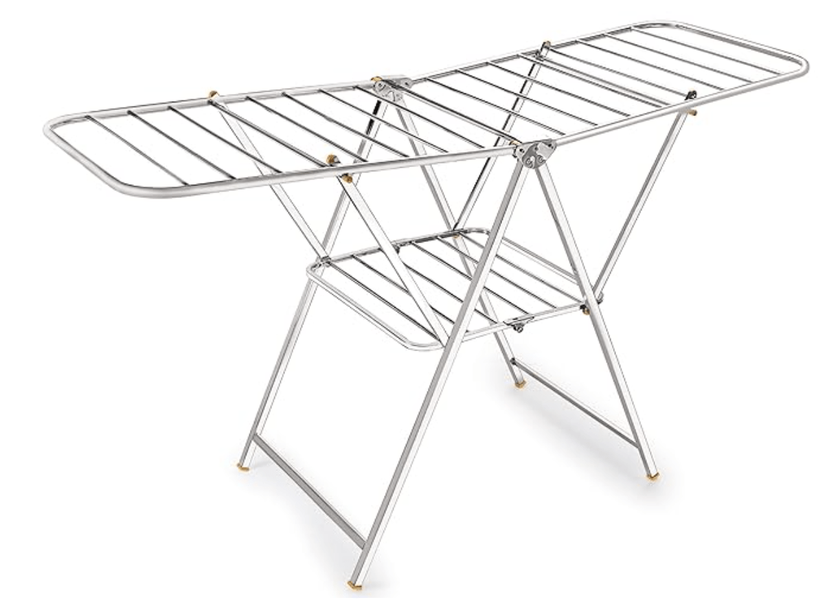 Heavy Duty Rust-Free Stainless Steel Foldable Storage Cloth Drying Stand/Clothes Dryer Stands/Laundry Racks with for Indoor/Outdoor/Balcony (Butterfly Model) (L- 65 inch * W-20 inch * H-36 inch)