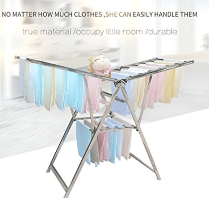 Priya Heavy Duty Rust-Free Stainless Steel Foldable Storage Cloth Drying Stand/Clothes Dryer Stands/Laundry Racks with for Indoor/Outdoor/Balcony (Butterfly Model) (L-72 inch * W-24 inch * H-36 inch)