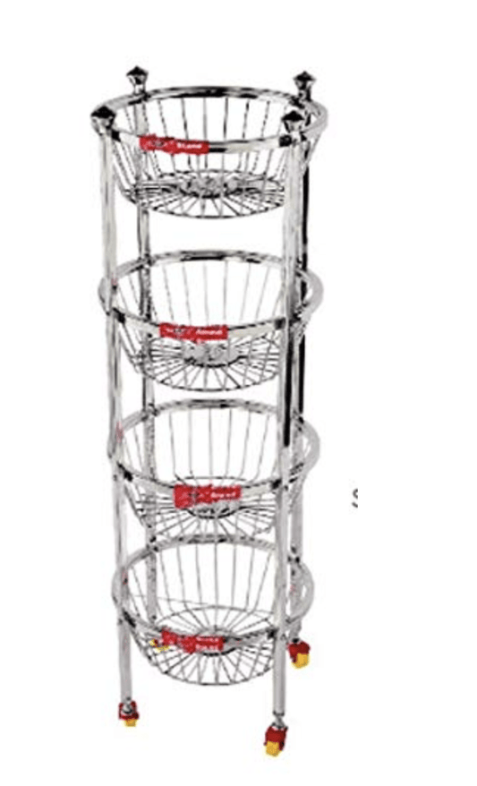 Priya Stainless Steel Fruit Trolly 4 Step Round Small