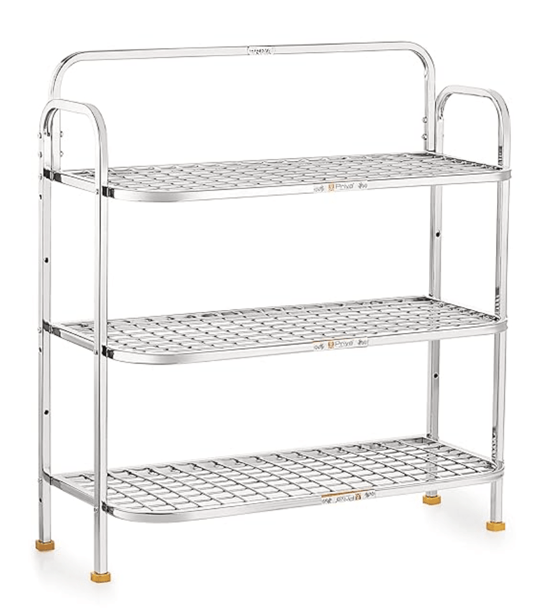 Priya Heavy Stainless Steel Premium 3-Tiers Shoe Rack/Multipurpose Storage Rack (Need to Be Assemble - Size-Length-24 inch x Width-10 inch x Overall Height-26 inch)-3