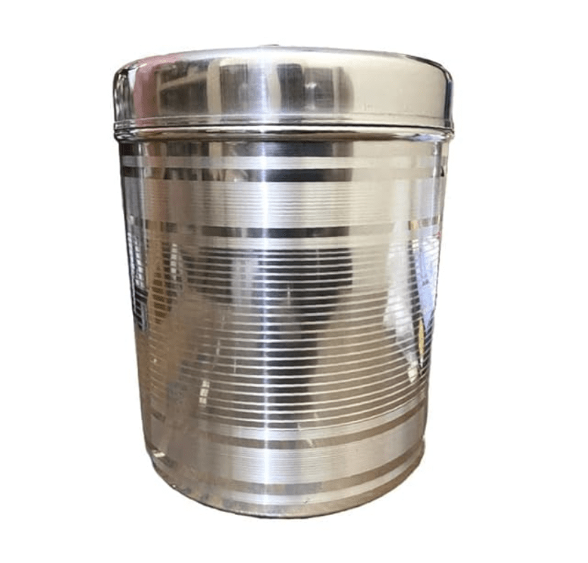 Stainless Steel Heavy Duty Quality Round Dabba Canister Container 5ltr Food/Dough/Liquid Capacity NO Joints Storage Box
