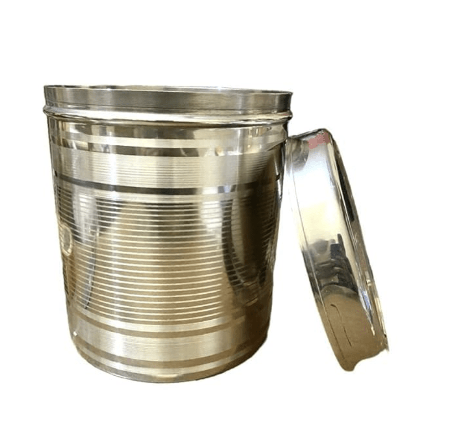 Stainless Steel Heavy Duty Quality Round Dabba Canister Container 5ltr Food/Dough/Liquid Capacity NO Joints Storage Box-2