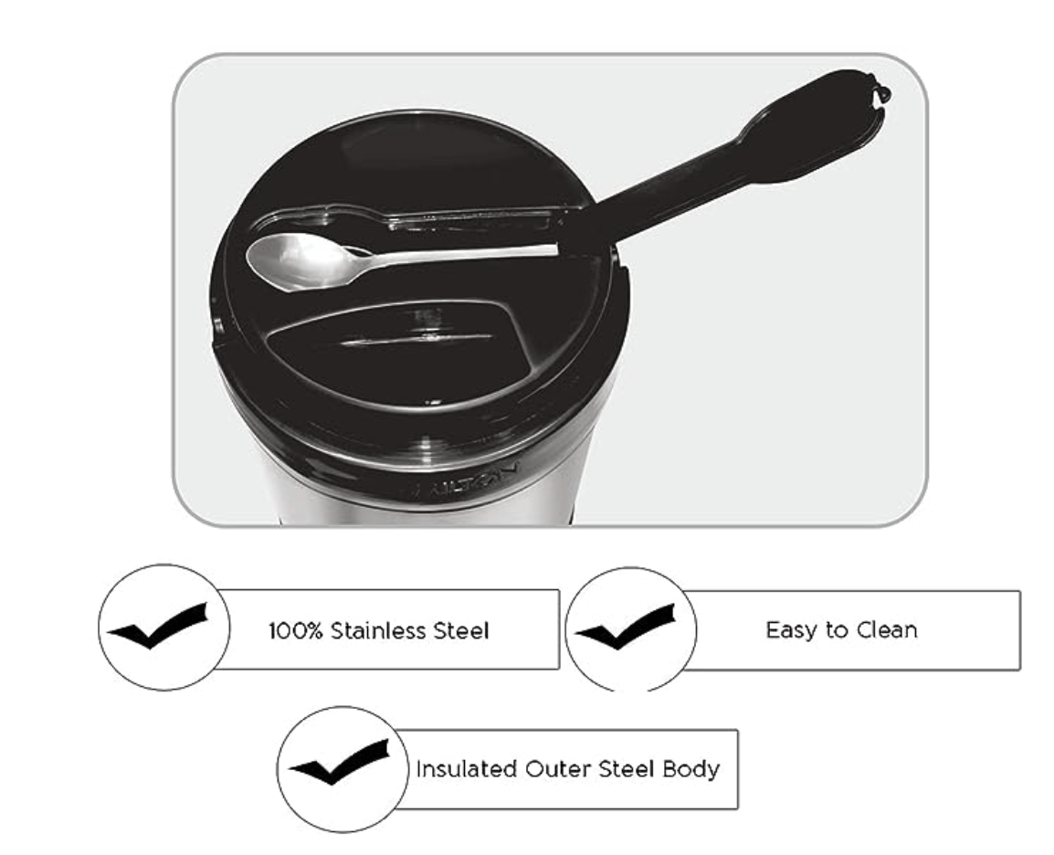 MILTON Royal 4 Insulated Tiffin Box, 4 Stainless Steel Containers, 600 ml Each, Silver | Leak Proof | Food Grade | Easy to Carry | PU Insulated