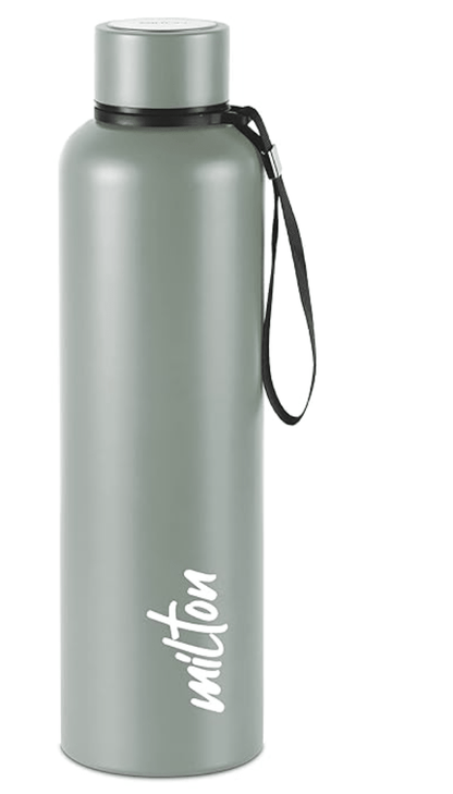 Milton Aura 1000 Thermosteel Bottle, 1.05 Litre, Grey | 24 Hours Hot and Cold | Easy to Carry | Rust & Leak Proof | Tea | Coffee | Office| Gym | Home | Kitchen | Hiking | Trekking | Travel Bottle