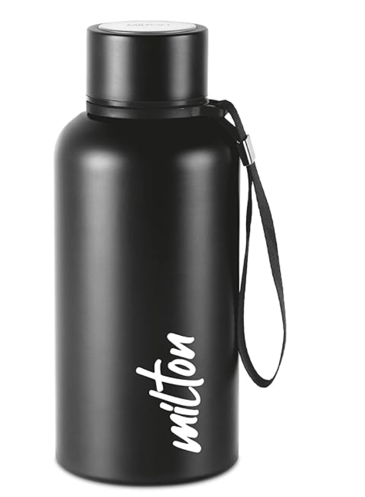 Milton Aura 500 Thermosteel Bottle, 520 ml, Black | 24 Hours Hot and Cold | Easy to Carry | Rust Proof | Leak Proof | Tea | Coffee | Office| Gym | Home | Kitchen | Hiking | Trekking | Travel Bottle