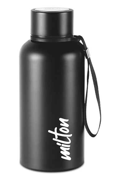 Milton Aura 500 Thermosteel Bottle, 520 ml, Black | 24 Hours Hot and Cold | Easy to Carry | Rust Proof | Leak Proof | Tea | Coffee | Office| Gym | Home | Kitchen | Hiking | Trekking | Travel Bottle