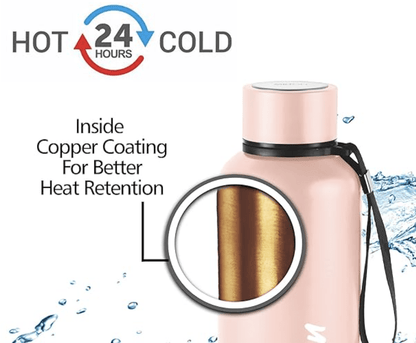 Milton Aura 500 Thermosteel Bottle, 520 ml, Beige | 24 Hours Hot and Cold | Easy to Carry | Rust Proof | Leak Proof | Tea | Coffee | Office| Gym | Home | Kitchen | Hiking | Trekking | Travel Bottle