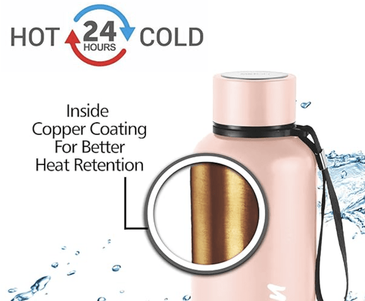 Milton Aura 500 Thermosteel Bottle, 520 ml, Beige | 24 Hours Hot and Cold | Easy to Carry | Rust Proof | Leak Proof | Tea | Coffee | Office| Gym | Home | Kitchen | Hiking | Trekking | Travel Bottle