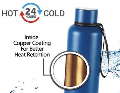 Milton Aura 750 Thermosteel Bottle, 750 ml, Dark Blue | 24 Hours Hot and Cold | Easy to Carry | Rust & Leak Proof | Tea | Coffee | Office| Gym | Home | Kitchen | Hiking | Trekking | Travel Bottle