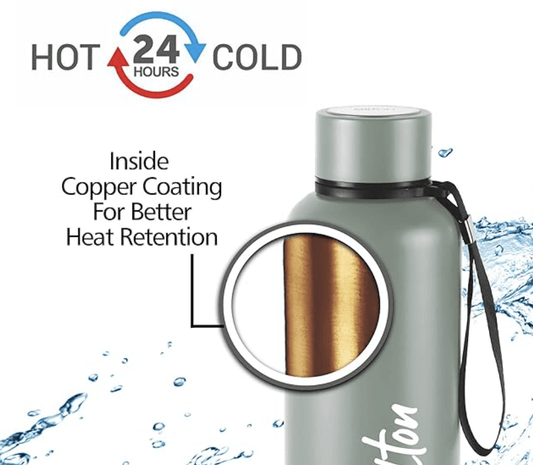 Milton Aura 500 Thermosteel Bottle, 520 ml, Grey | 24 Hours Hot and Cold | Easy to Carry | Rust Proof | Leak Proof | Tea | Coffee | Office| Gym | Home | Kitchen | Hiking | Trekking | Travel Bottle