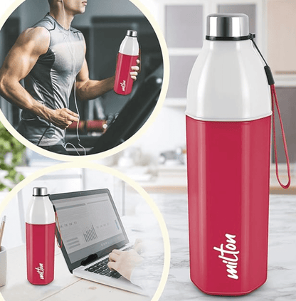 Milton Kool Hexone 900 Insulated Water Bottle, 720 ml, Red | Leak Proof | Easy Grip | BPA Free | Easy to Carry | Odourless