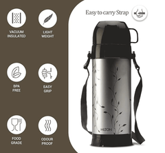 Milton Eiffel 1000 Plastic Insulated Hot & Cold Cold Flask, 910 ml, Black | Easy to Carry | BPA Free | Easy Grip | Food Grade | Odour Proof | Light Weight-2