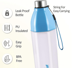 Milton Kool Hexone 1200 Insulated Water Bottle, 1.12 litres, White | Leak Proof | Easy Grip | BPA Free | Easy to Carry | Odourless-3