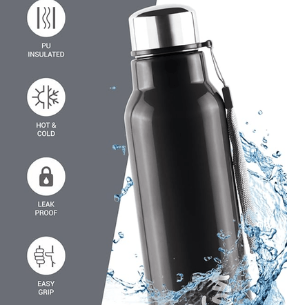 Milton Steel Fit 600 Inner Stainless Steel Water Bottle, 1 Piece, 520 ml | Easy Grip | Leak Proof | Hot or Cold | School | Office | Gym | Hiking | Treking | Travel Bottle