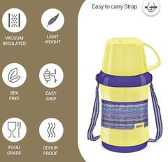MILTON Angelina 500 Plastic Insulated Flask, 470 ml, Yellow | BPA Free | Food Grade | Easy to Carry | Odour Free-2