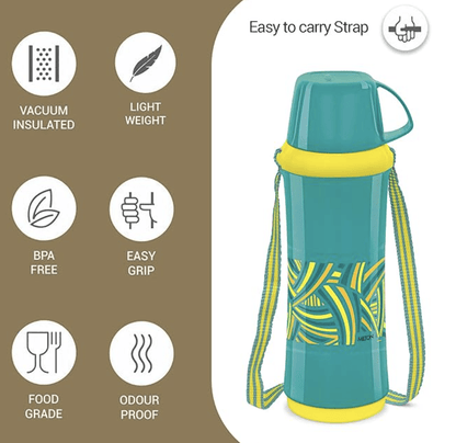 MILTON Angelina 1000 Plastic Insulated Flask, 820 ml, Aqua Green | BPA Free | Food Grade | Easy to Carry | Odour Free