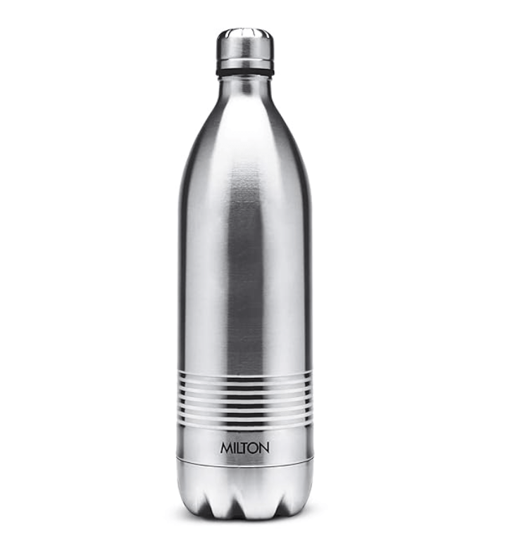 Milton Duo DLX 1000 Thermosteel 24 Hours Hot and Cold Water Bottle, 1 Piece, 1 Litre | Leak Proof | Office Bottle | Gym | Home | Kitchen | Hiking | Trekking | Travel Bottle